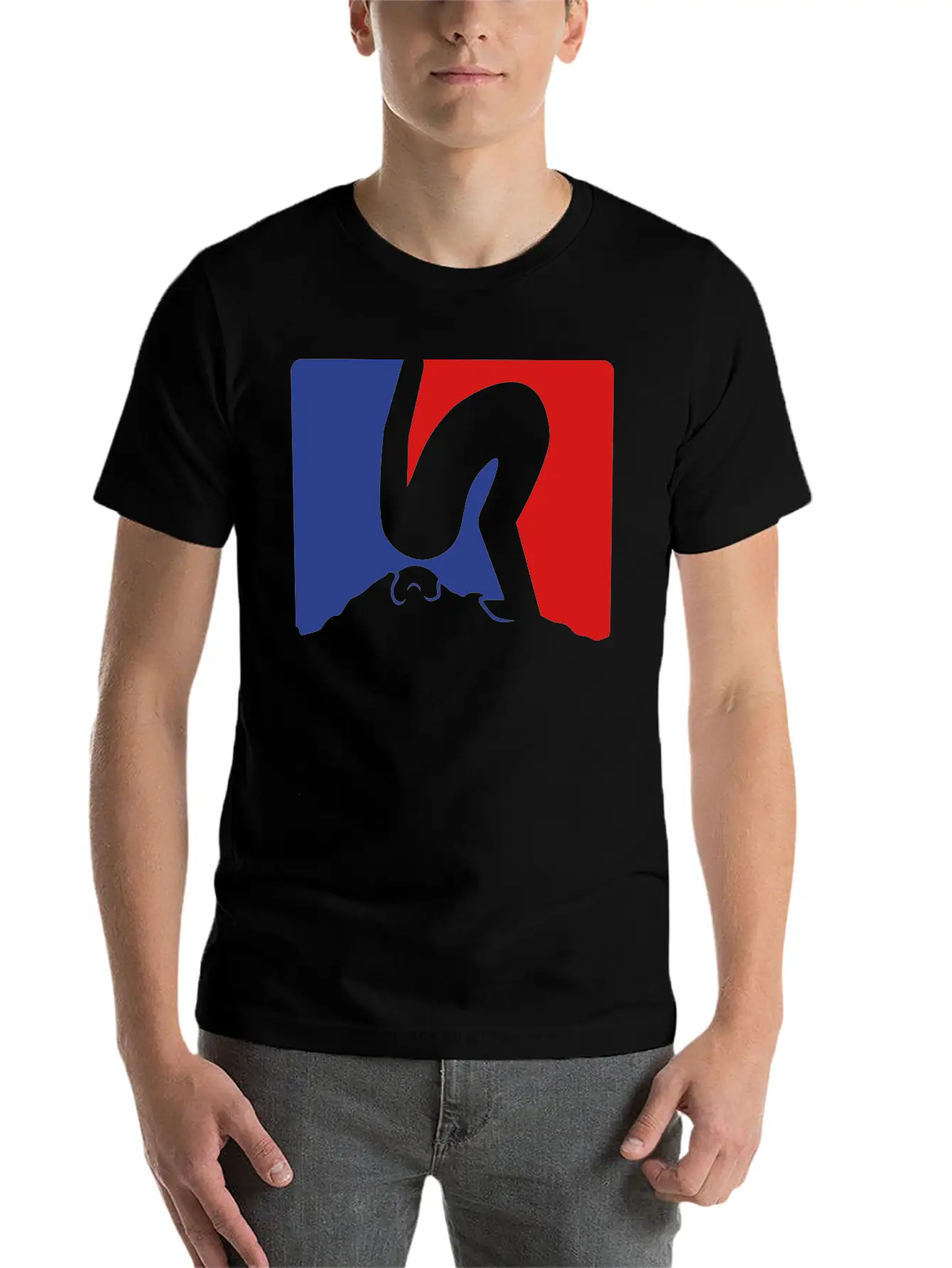 Rot Blau Design Kopf In Den Sand Stecken Nicht Auf Basic Graphic T-Shirt – Daily Comfort In Soft Cotton