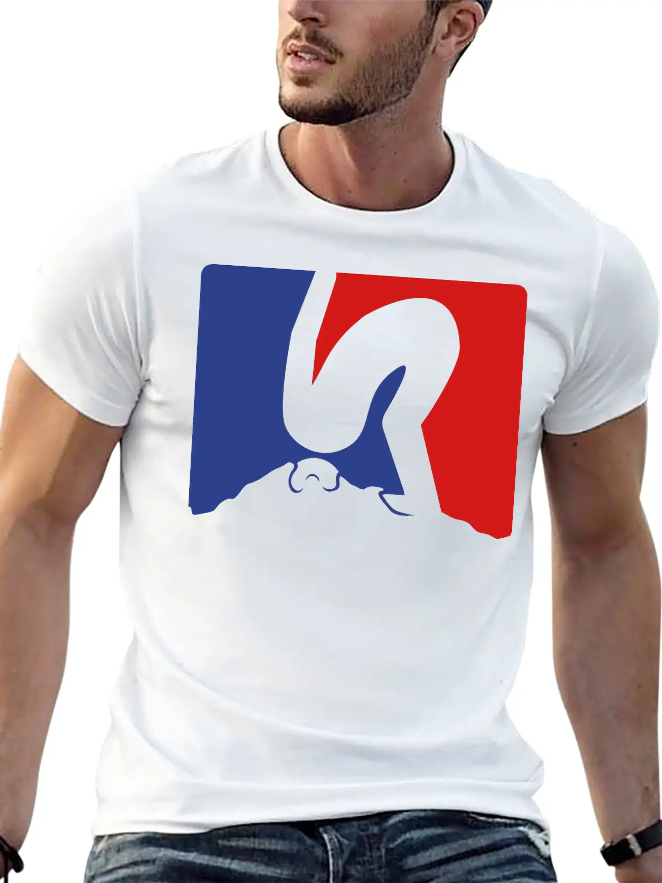 Rot Blau Design Kopf In Den Sand Stecken Nicht Auf Basic Graphic T-Shirt – Daily Comfort In Soft Cotton