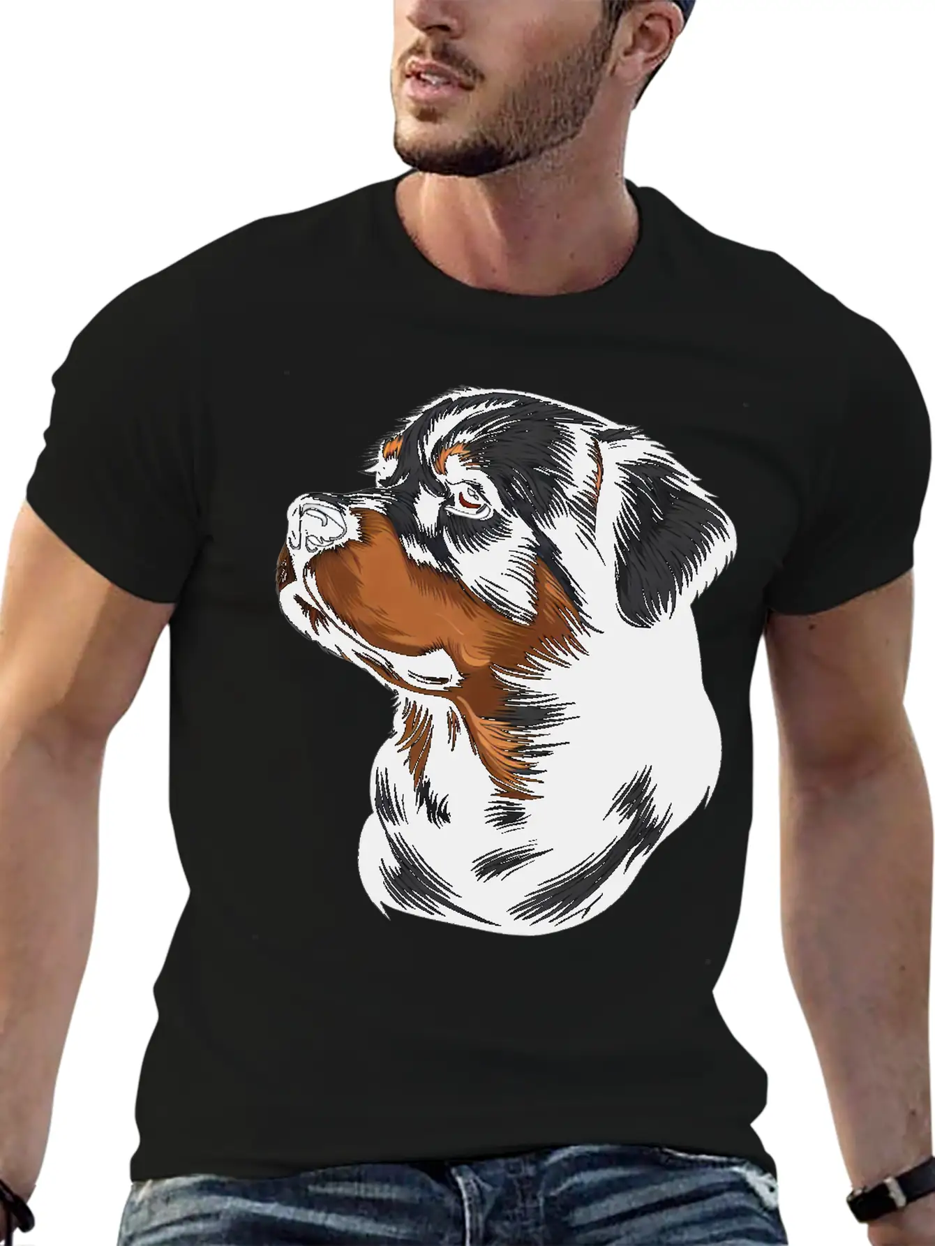ROTTWEILER DRAWING PETS DOGS CANINE ANIMALS ART Timeless Short Sleeve Tee – Comfy And Minimalist Design