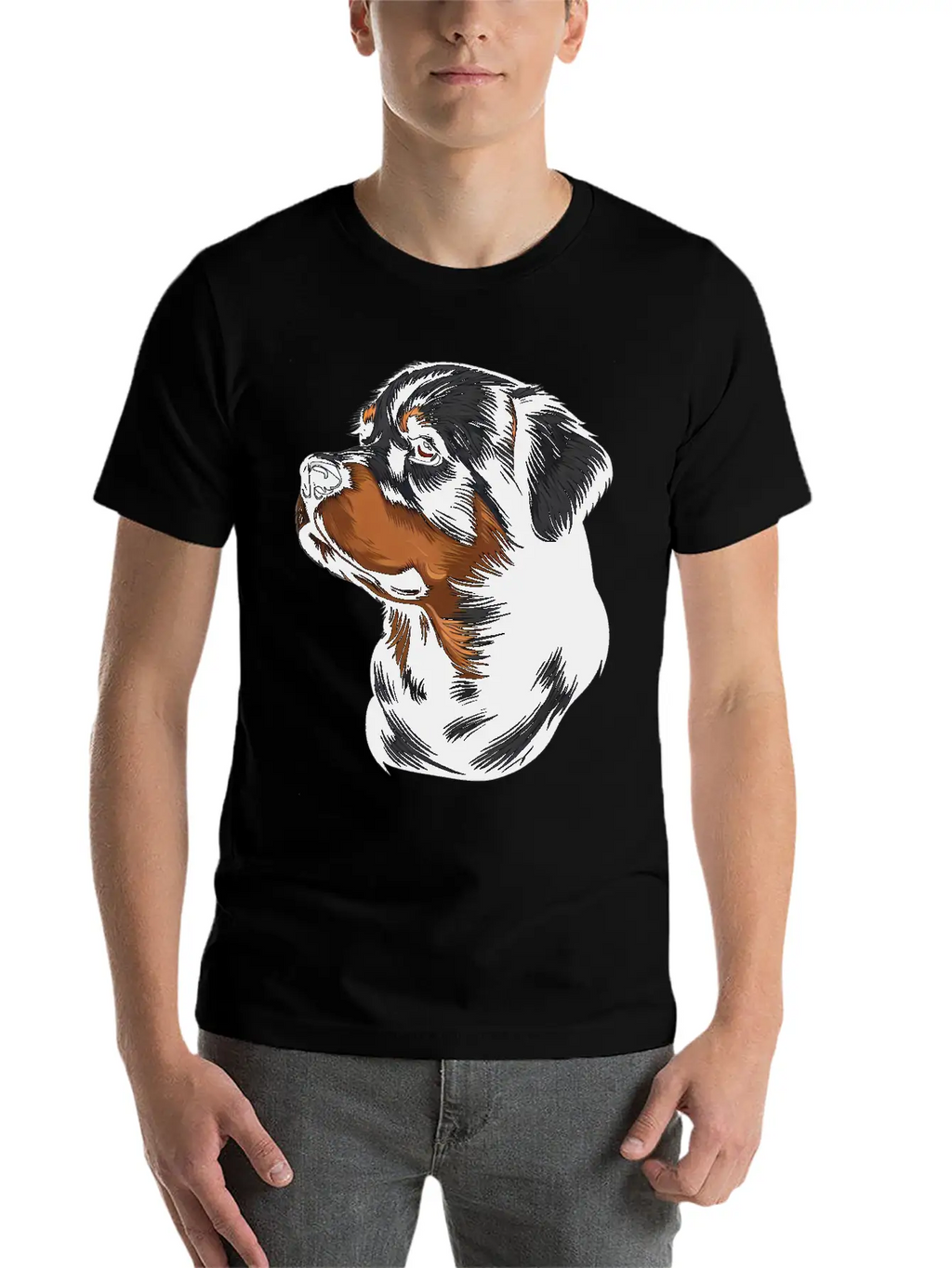 ROTTWEILER DRAWING PETS DOGS CANINE ANIMALS ART Timeless Short Sleeve Tee – Comfy And Minimalist Design