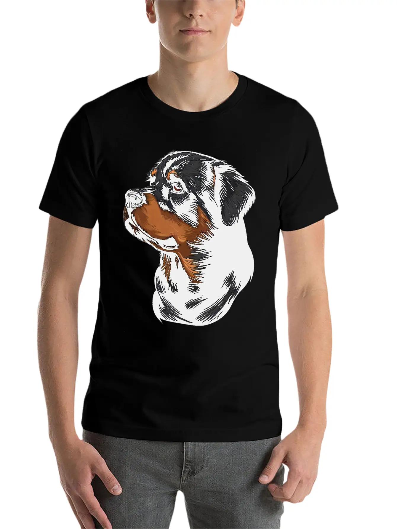 ROTTWEILER DRAWING PETS DOGS CANINE ANIMALS ART Timeless Short Sleeve Tee – Comfy And Minimalist Design