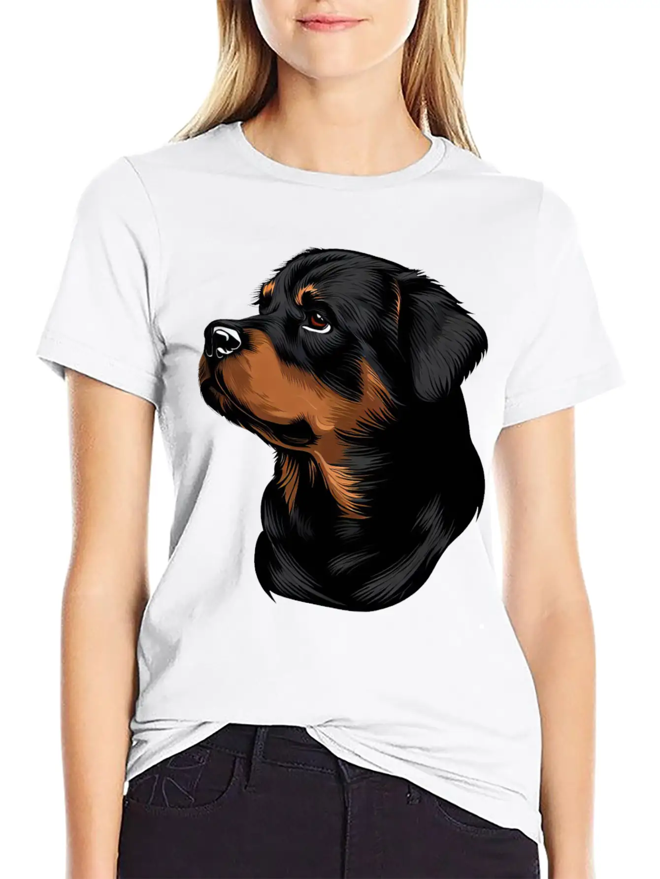 ROTTWEILER DRAWING PETS DOGS CANINE ANIMALS ART Timeless Short Sleeve Tee – Comfy And Minimalist Design