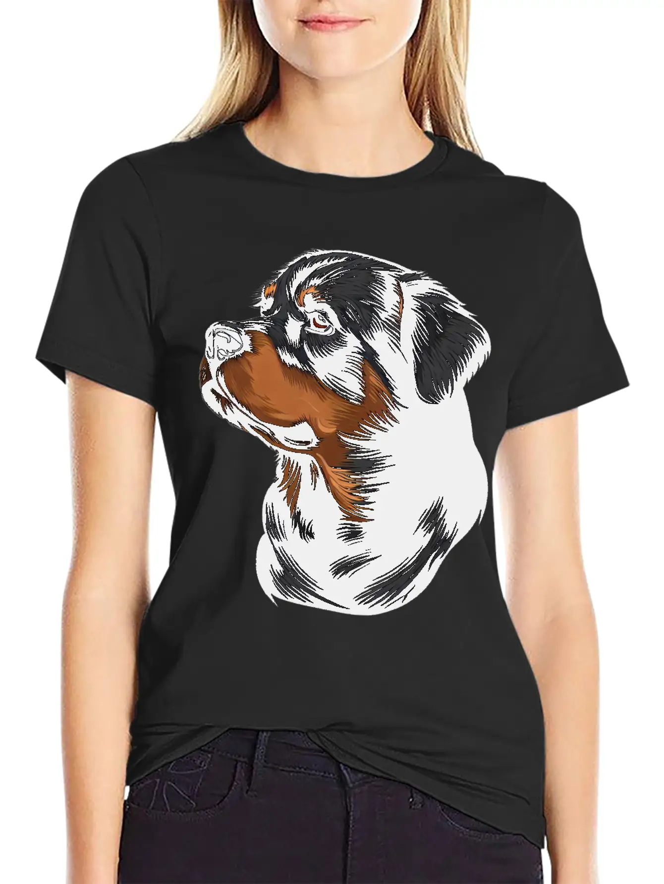 ROTTWEILER DRAWING PETS DOGS CANINE ANIMALS ART Timeless Short Sleeve Tee – Comfy And Minimalist Design