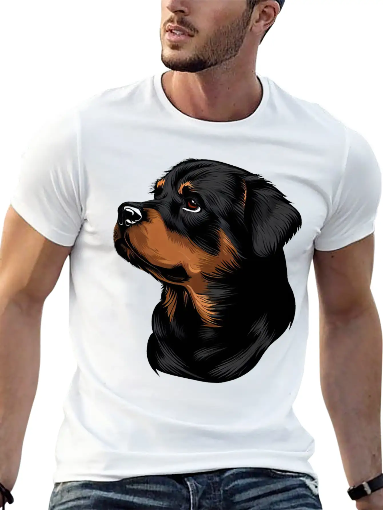 ROTTWEILER DRAWING PETS DOGS CANINE ANIMALS ART Timeless Short Sleeve Tee – Comfy And Minimalist Design