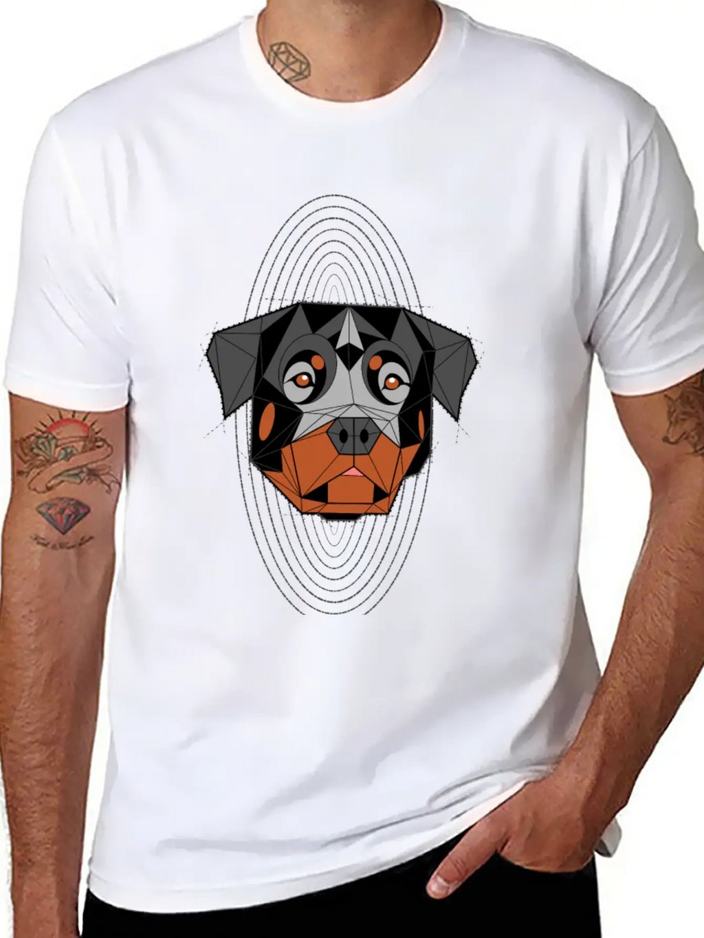 Rottweiler Geometric Classic Cotton Tee – Unisex Comfort For Any Season