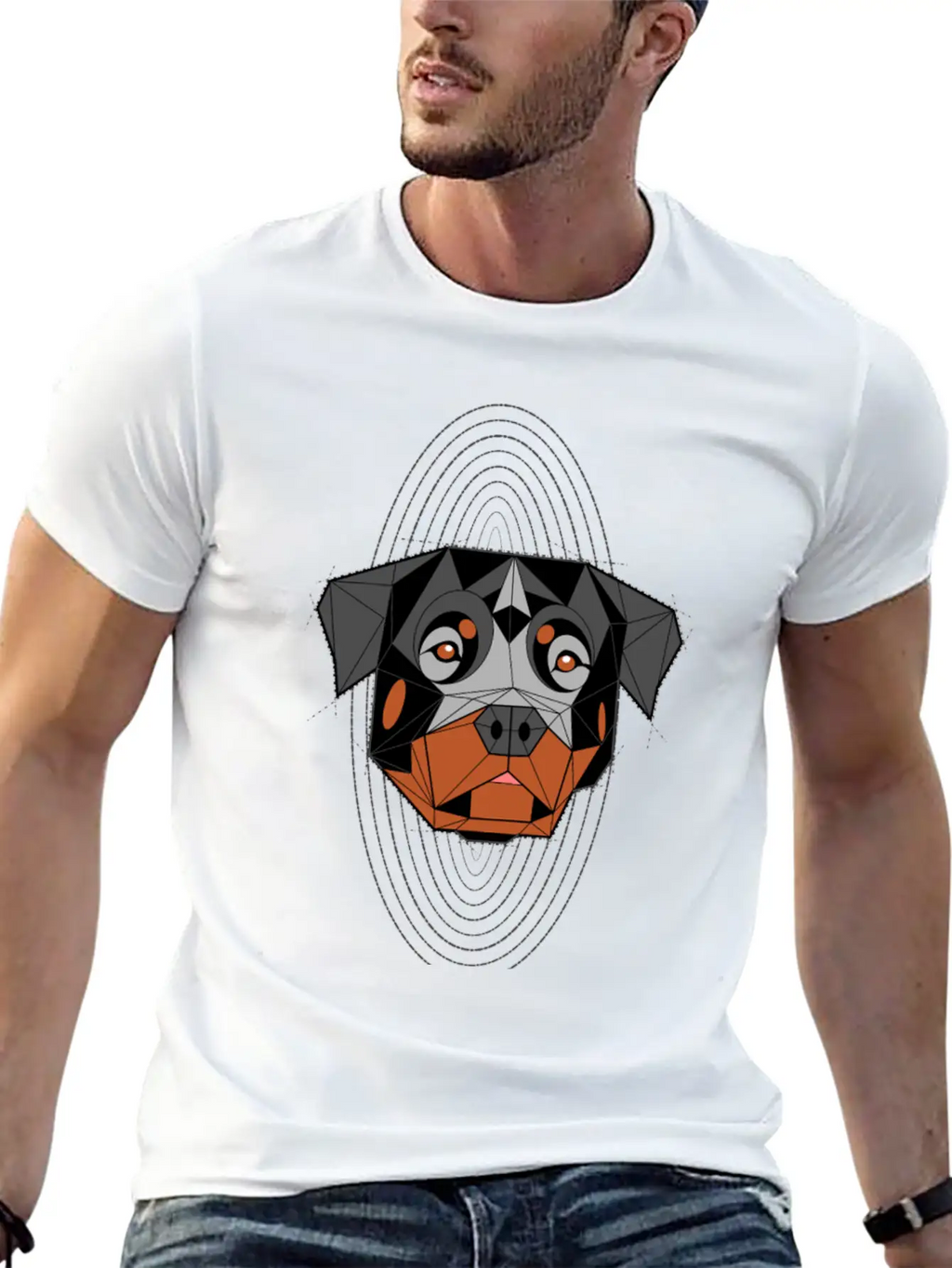 Rottweiler Geometric Classic Cotton Tee – Unisex Comfort For Any Season