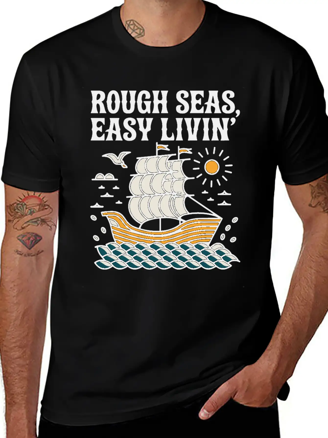 Rough Seas, Easy Living Classic Cotton Tee – Unisex Comfort For Any Season