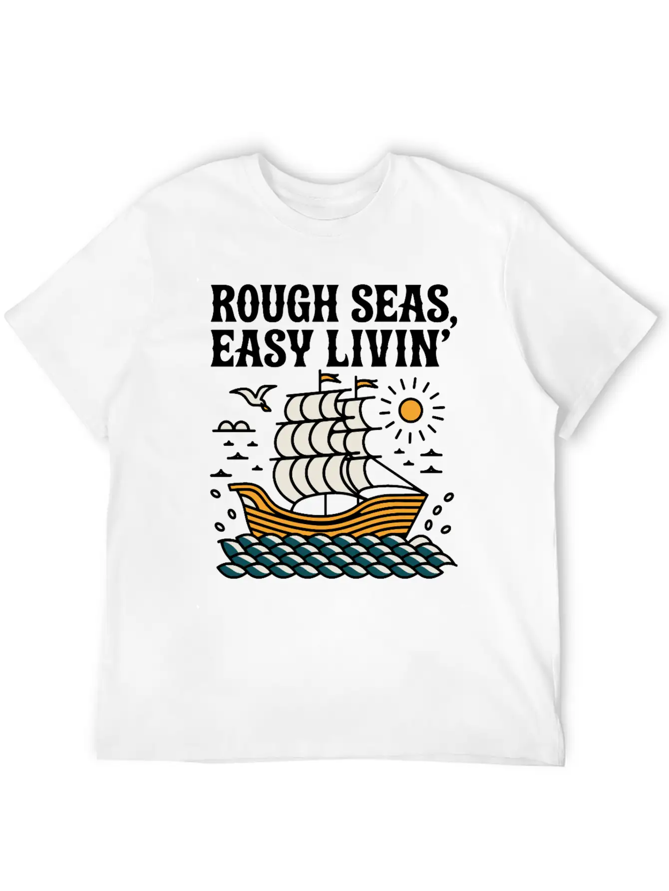 Rough Seas, Easy Living Classic Cotton Tee – Unisex Comfort For Any Season