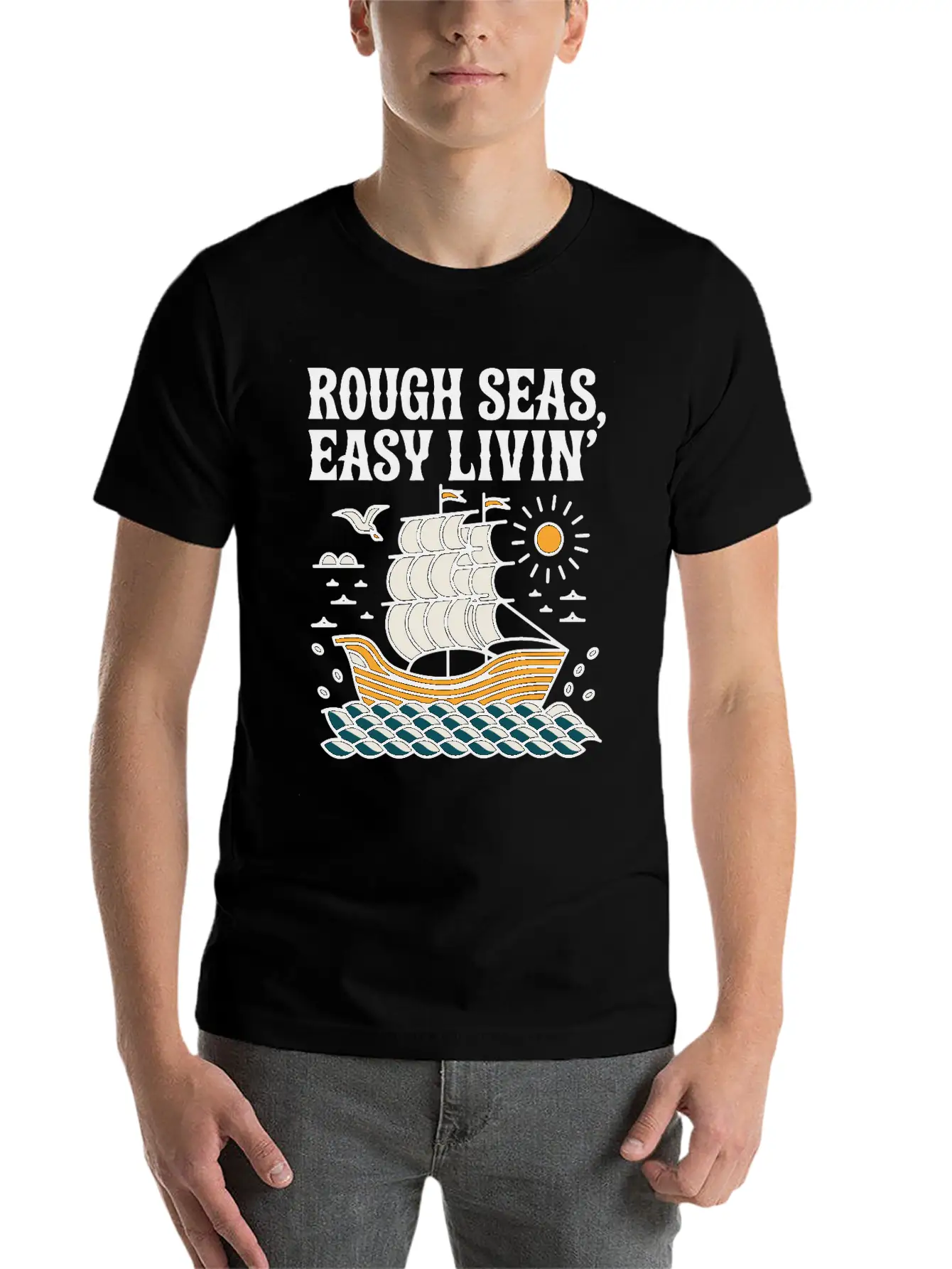 Rough Seas, Easy Living Classic Cotton Tee – Unisex Comfort For Any Season
