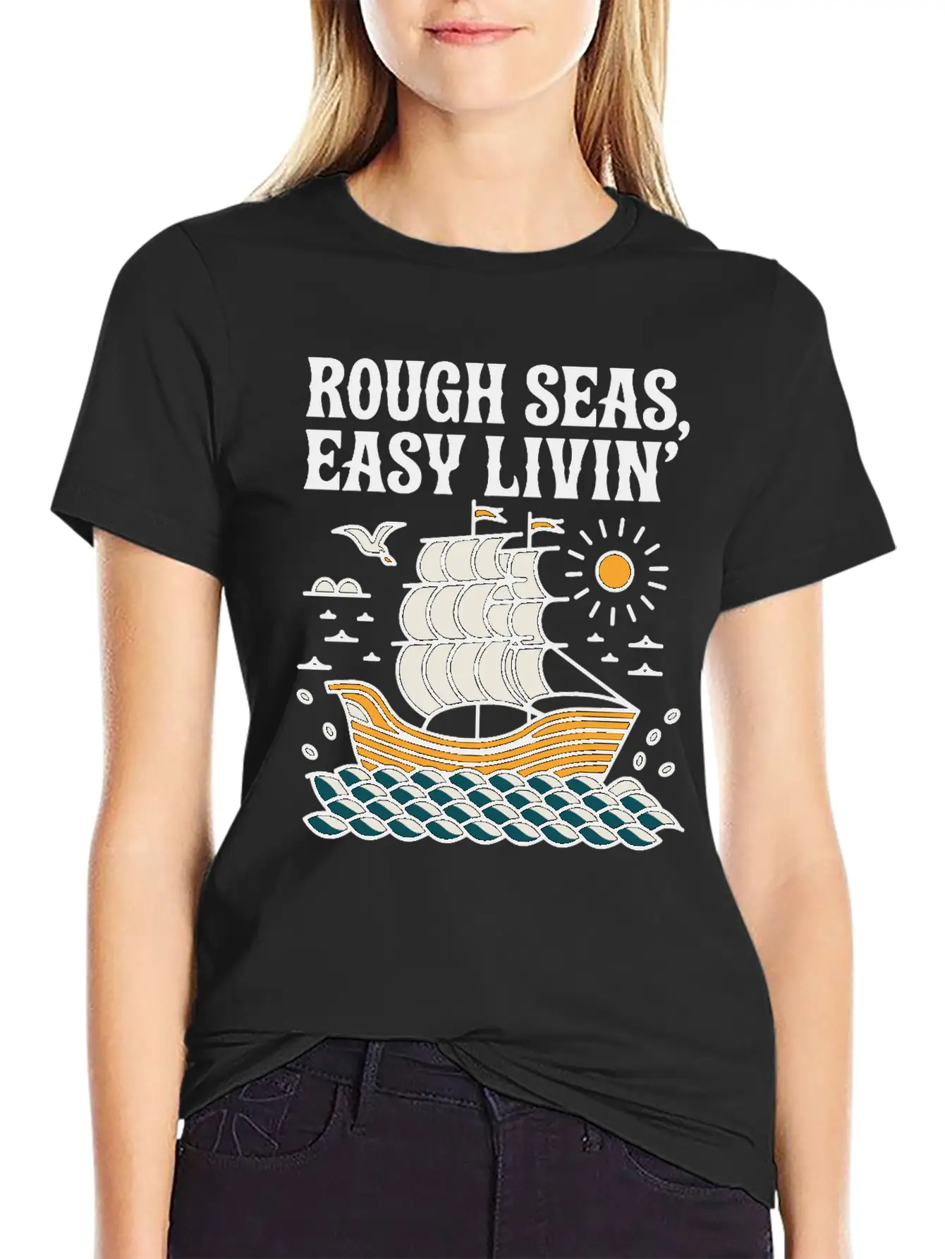 Rough Seas, Easy Living Classic Cotton Tee – Unisex Comfort For Any Season