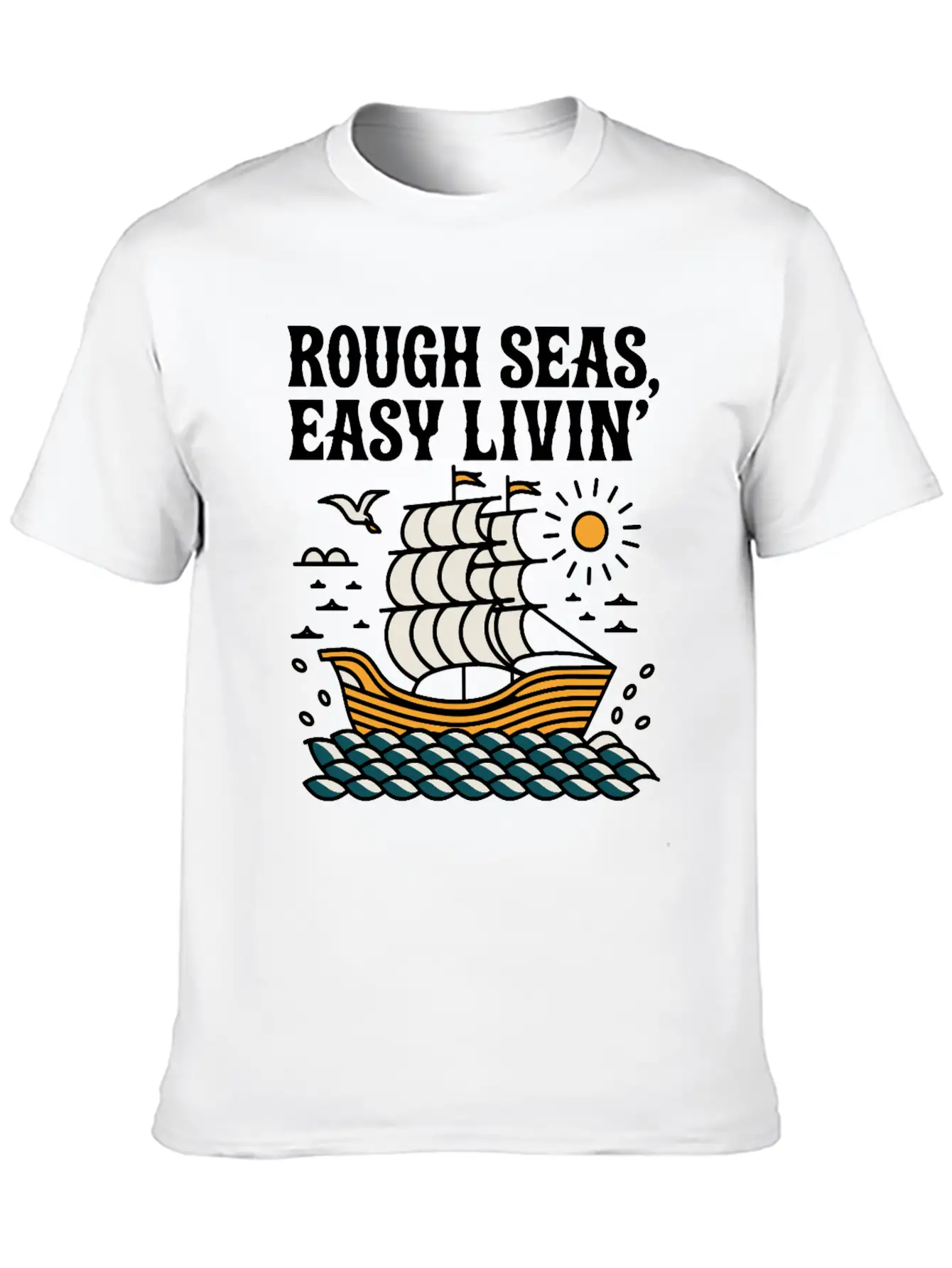 Rough Seas, Easy Living Classic Cotton Tee – Unisex Comfort For Any Season
