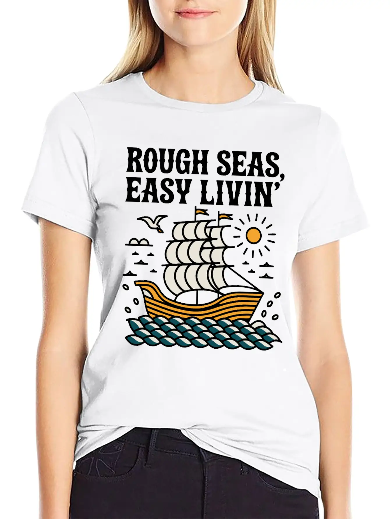 Rough Seas, Easy Living Classic Cotton Tee – Unisex Comfort For Any Season