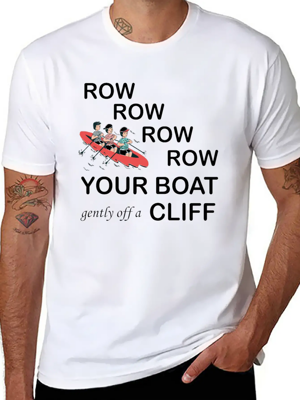 Row, Row, Row You're Boat Gently Off A Cliff Gift Basic Graphic T-Shirt – Daily Comfort In Soft Cotton