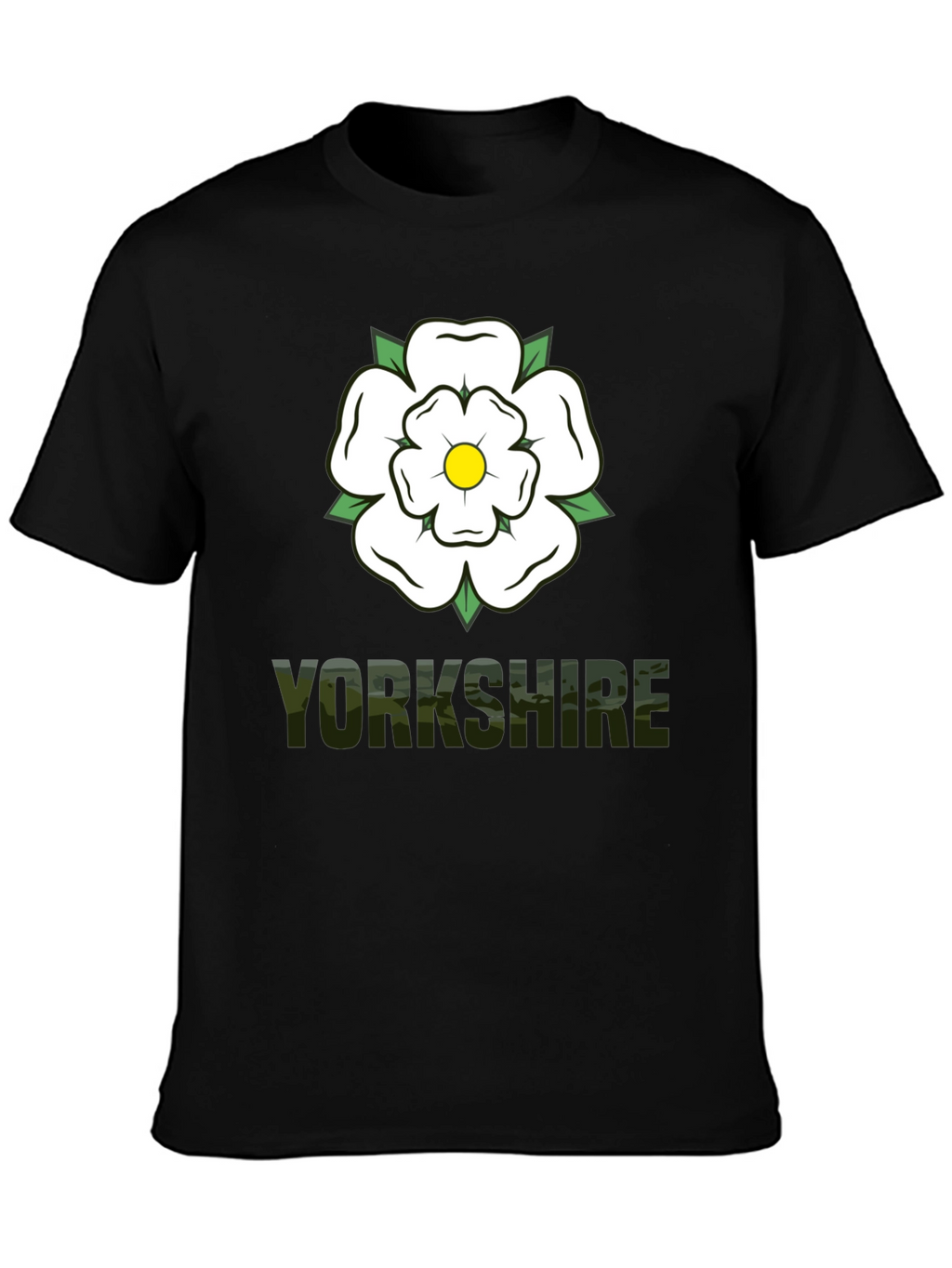 Yorkshire Rose Graphic Tee - Black Cotton T-Shirt
