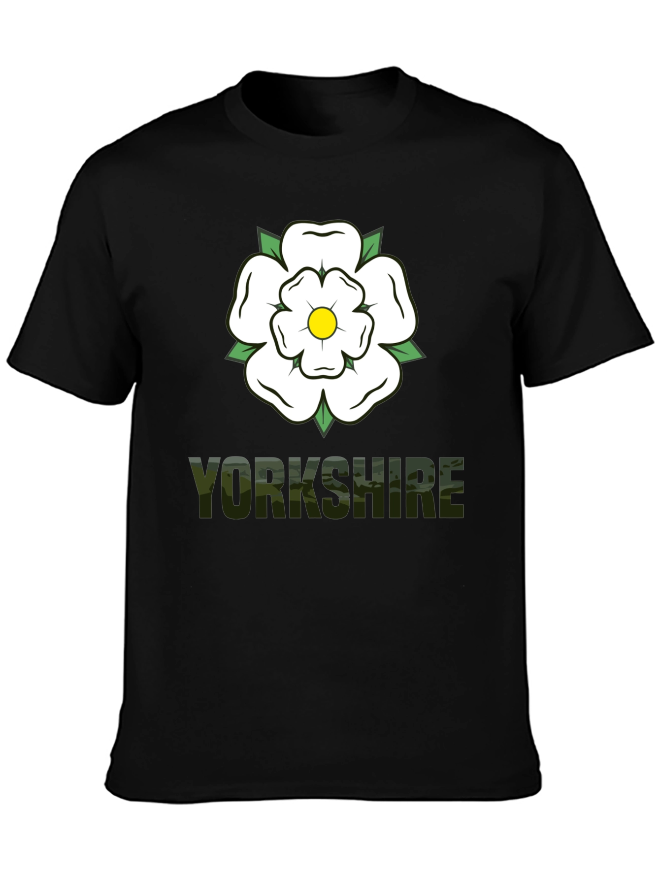 Yorkshire Rose Graphic Tee - Black Cotton T-Shirt