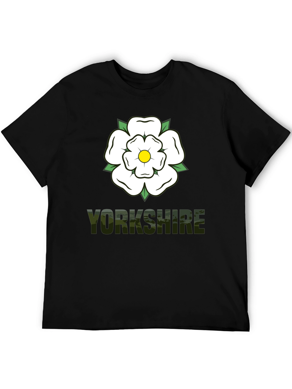 Yorkshire Rose Graphic Tee - Black Cotton T-Shirt
