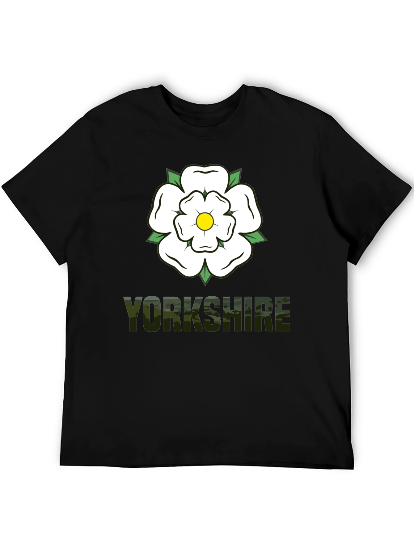 Yorkshire Rose Graphic Tee - Black Cotton T-Shirt