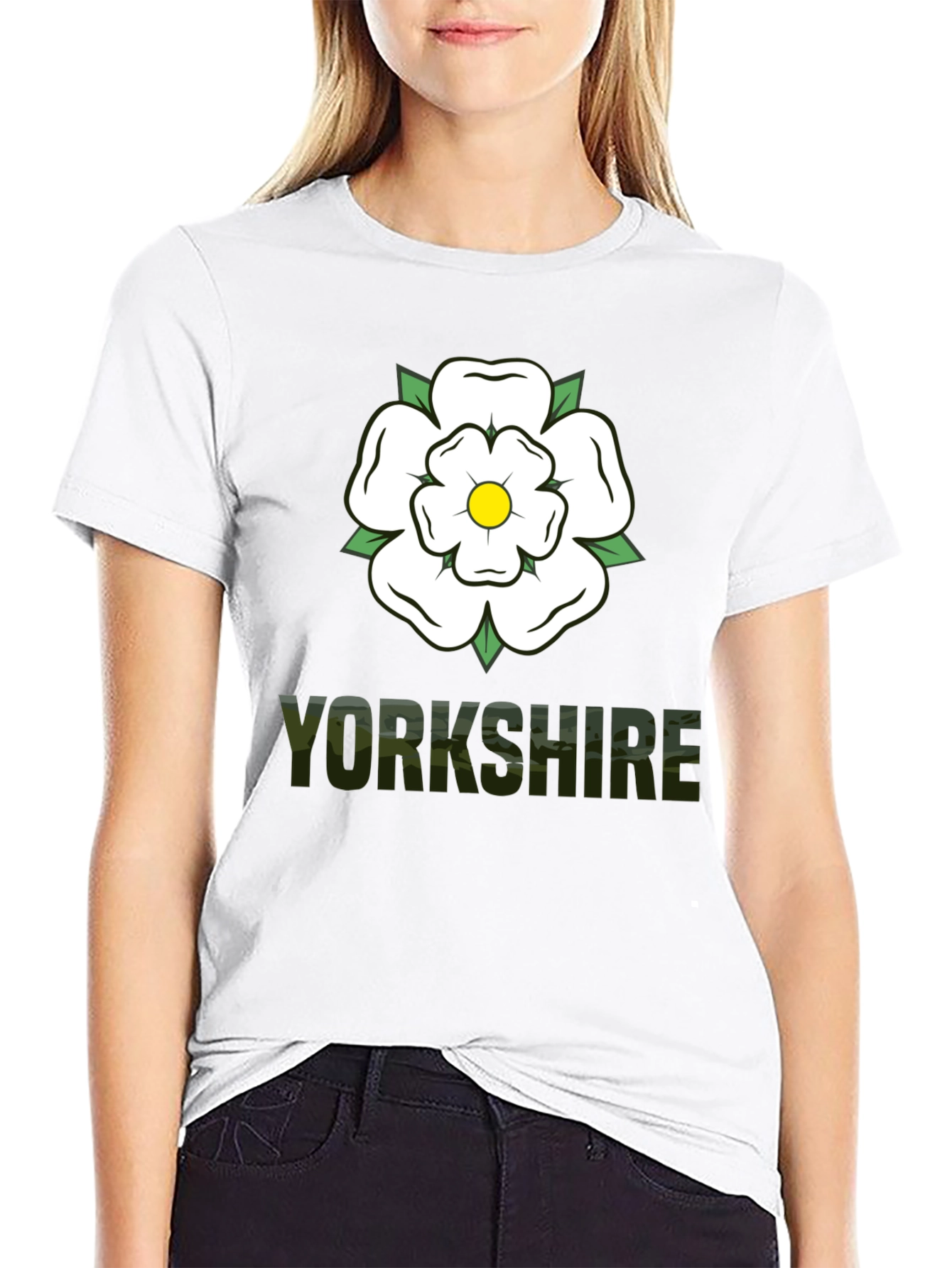 Yorkshire Rose Graphic Tee - Black Cotton T-Shirt