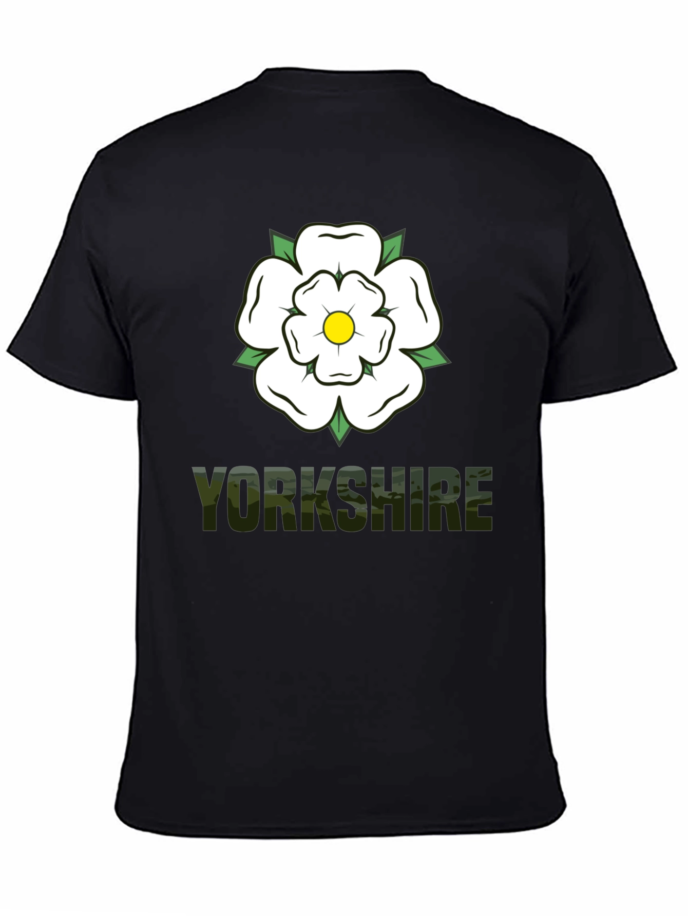 Yorkshire Rose Graphic Tee - Black Cotton T-Shirt
