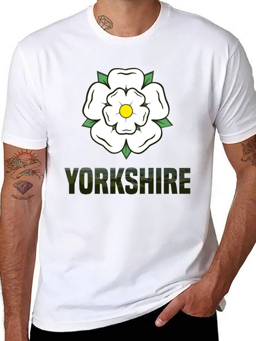 Yorkshire Rose Graphic Tee - Black Cotton T-Shirt