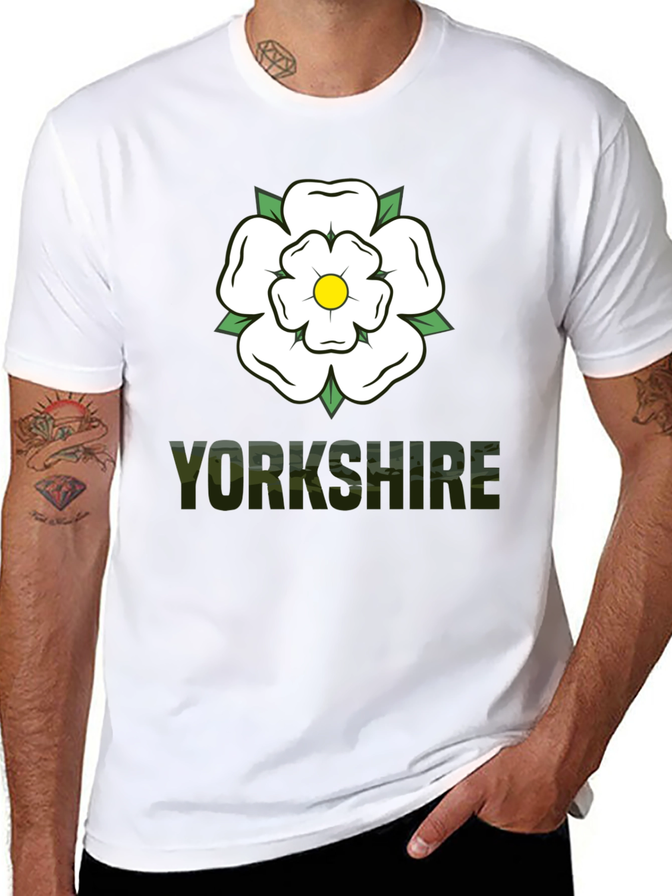 Yorkshire Rose Graphic Tee - Black Cotton T-Shirt