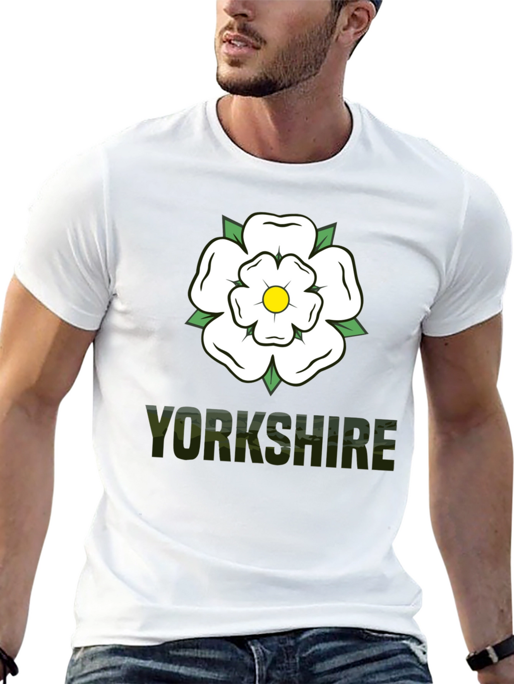 Yorkshire Rose Graphic Tee - Black Cotton T-Shirt