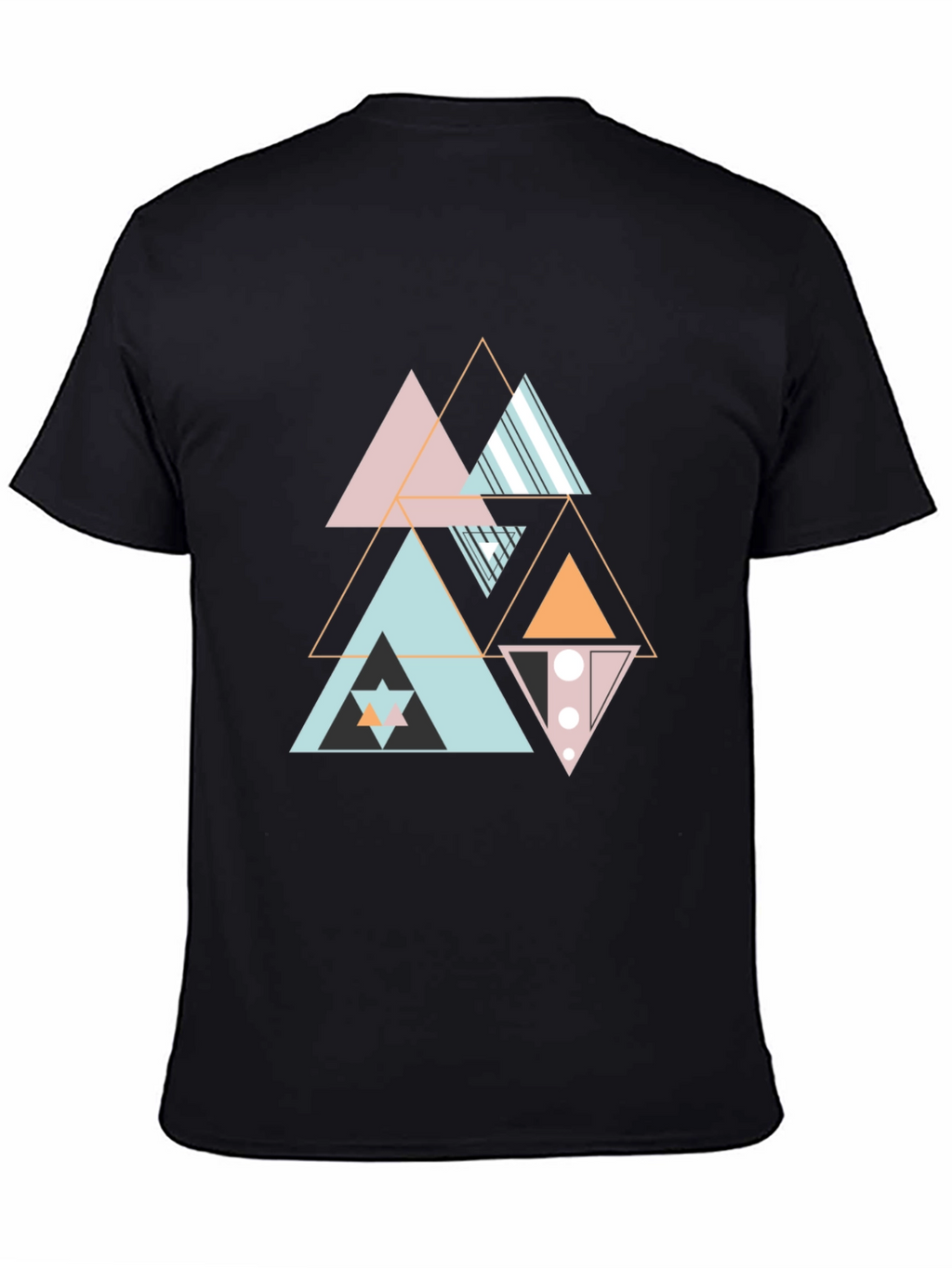 Geometric Triangle Pattern Black Tee