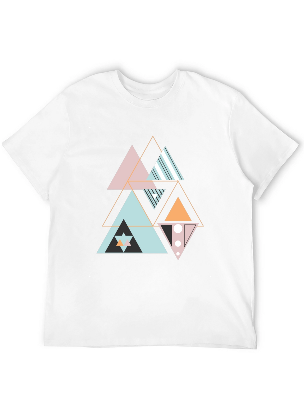 Geometric Triangle Pattern Black Tee