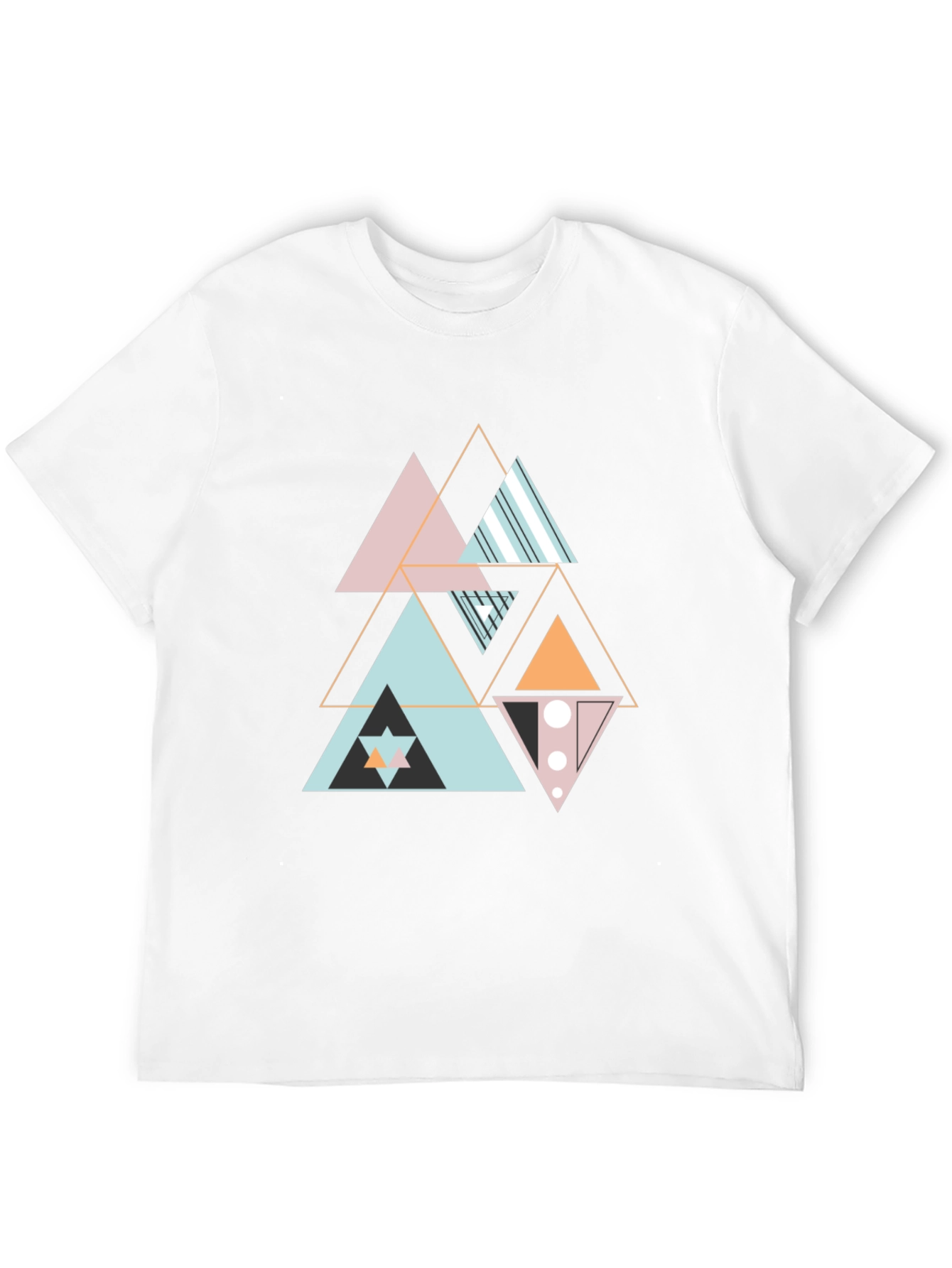 Geometric Triangle Pattern Black Tee