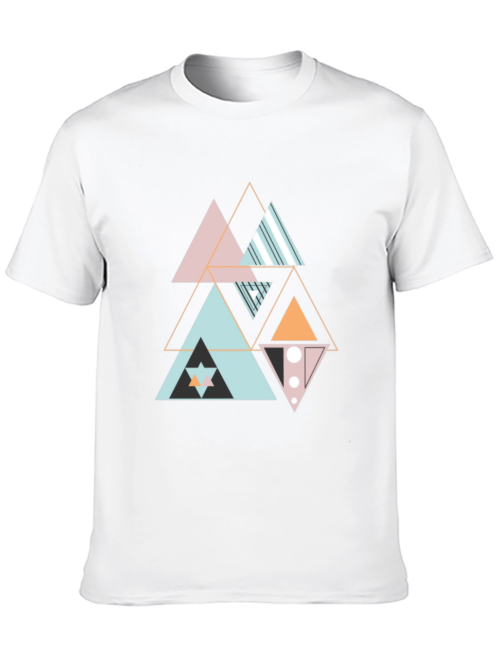 Geometric Triangle Pattern Black Tee