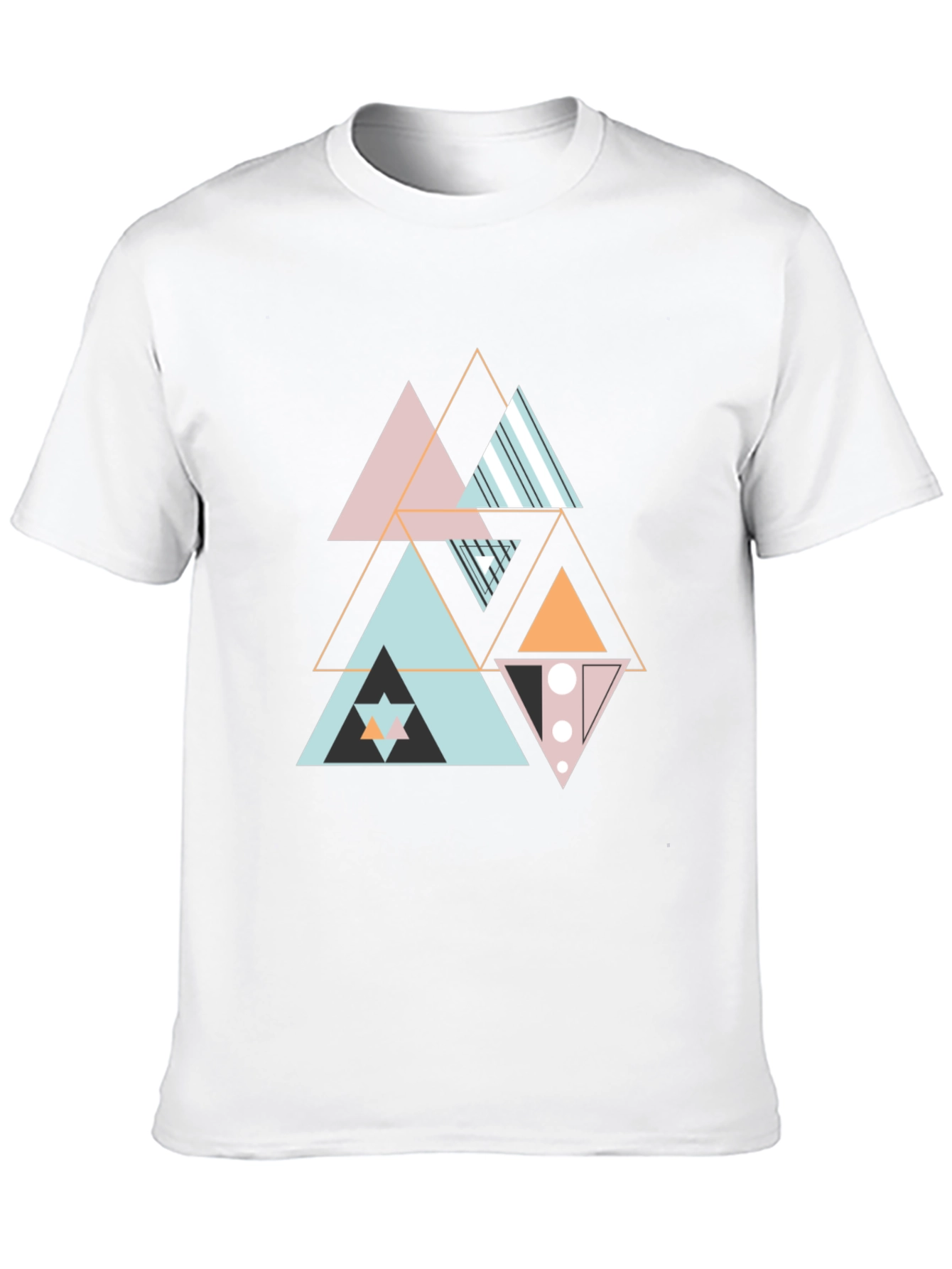 Geometric Triangle Pattern Black Tee