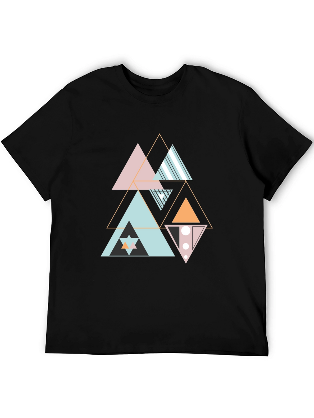 Geometric Triangle Pattern Black Tee