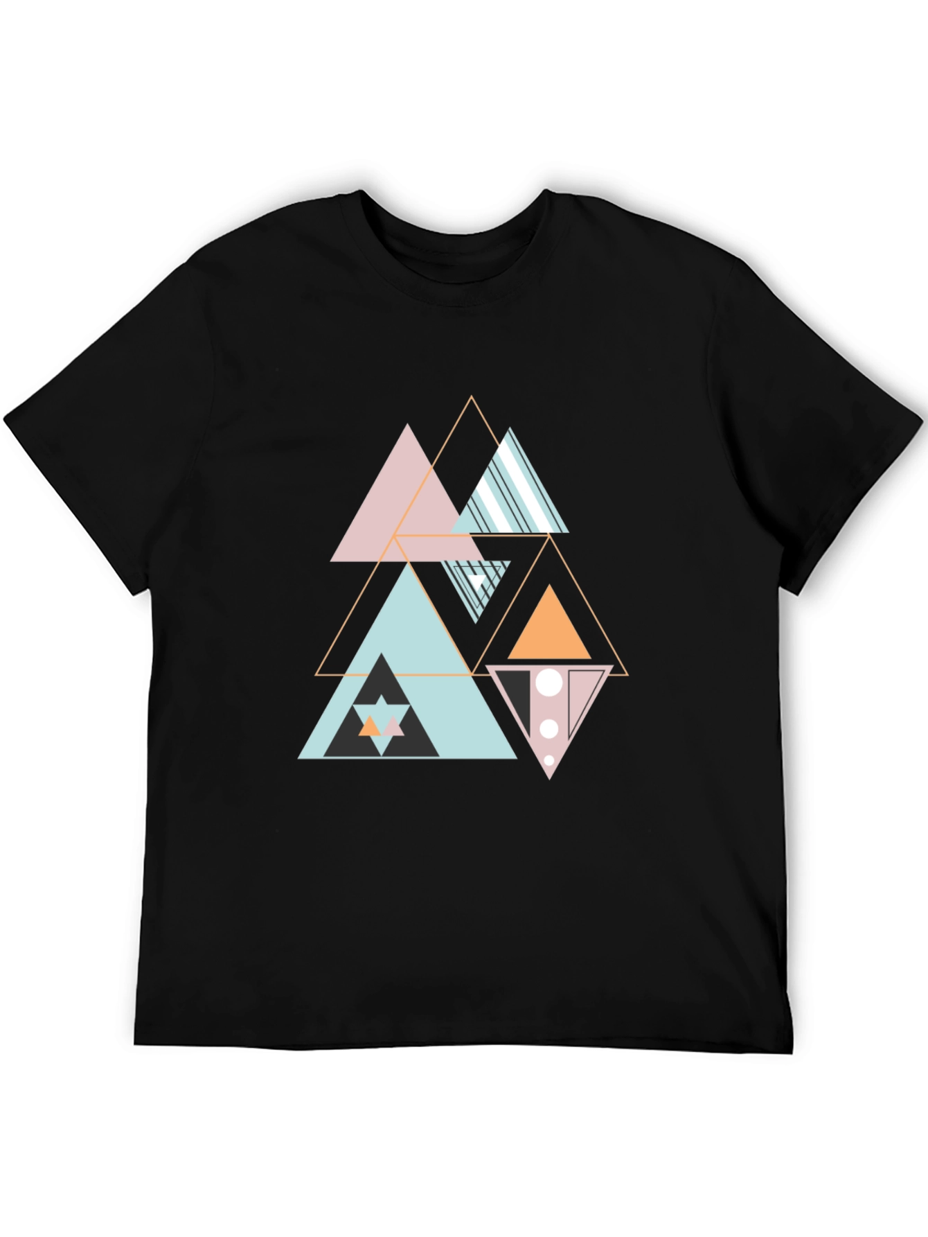 Geometric Triangle Pattern Black Tee