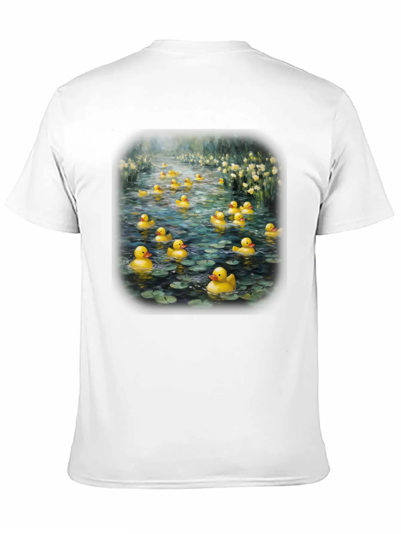Rubber Ducks Among The Water Lilies Stylish Everyday T-Shirt – Unisex Basic Cotton Tee