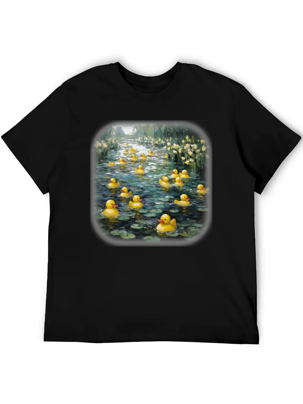 Rubber Ducks Among The Water Lilies Stylish Everyday T-Shirt – Unisex Basic Cotton Tee