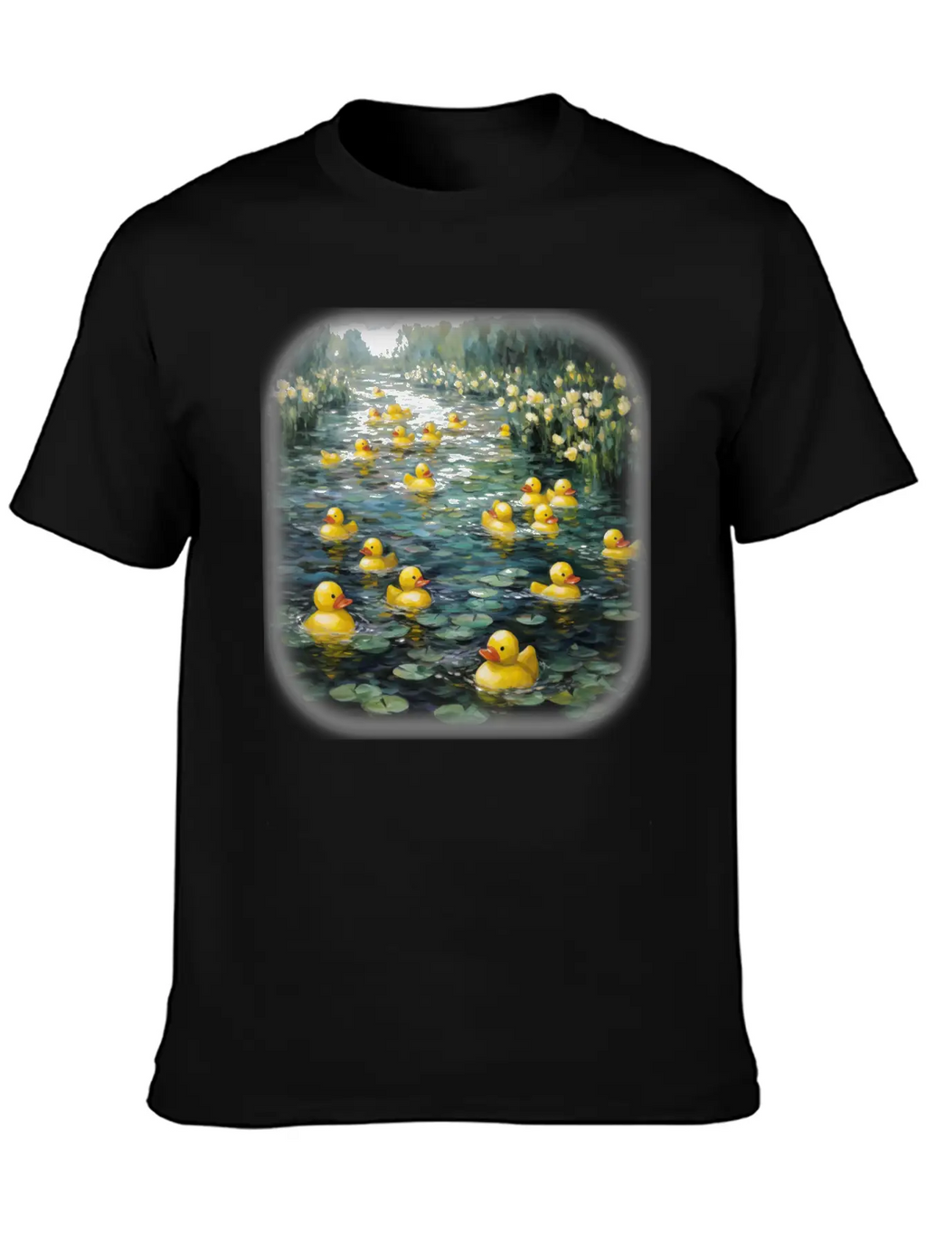 Rubber Ducks Among The Water Lilies Stylish Everyday T-Shirt – Unisex Basic Cotton Tee