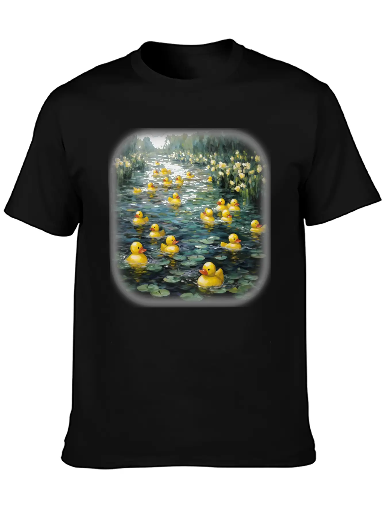 Rubber Ducks Among The Water Lilies Stylish Everyday T-Shirt – Unisex Basic Cotton Tee