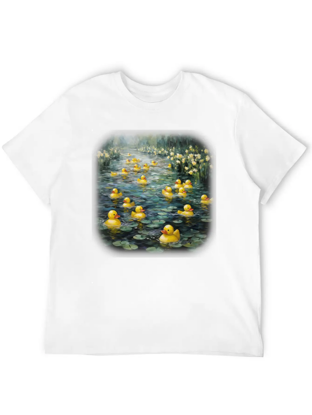 Rubber Ducks Among The Water Lilies Stylish Everyday T-Shirt – Unisex Basic Cotton Tee