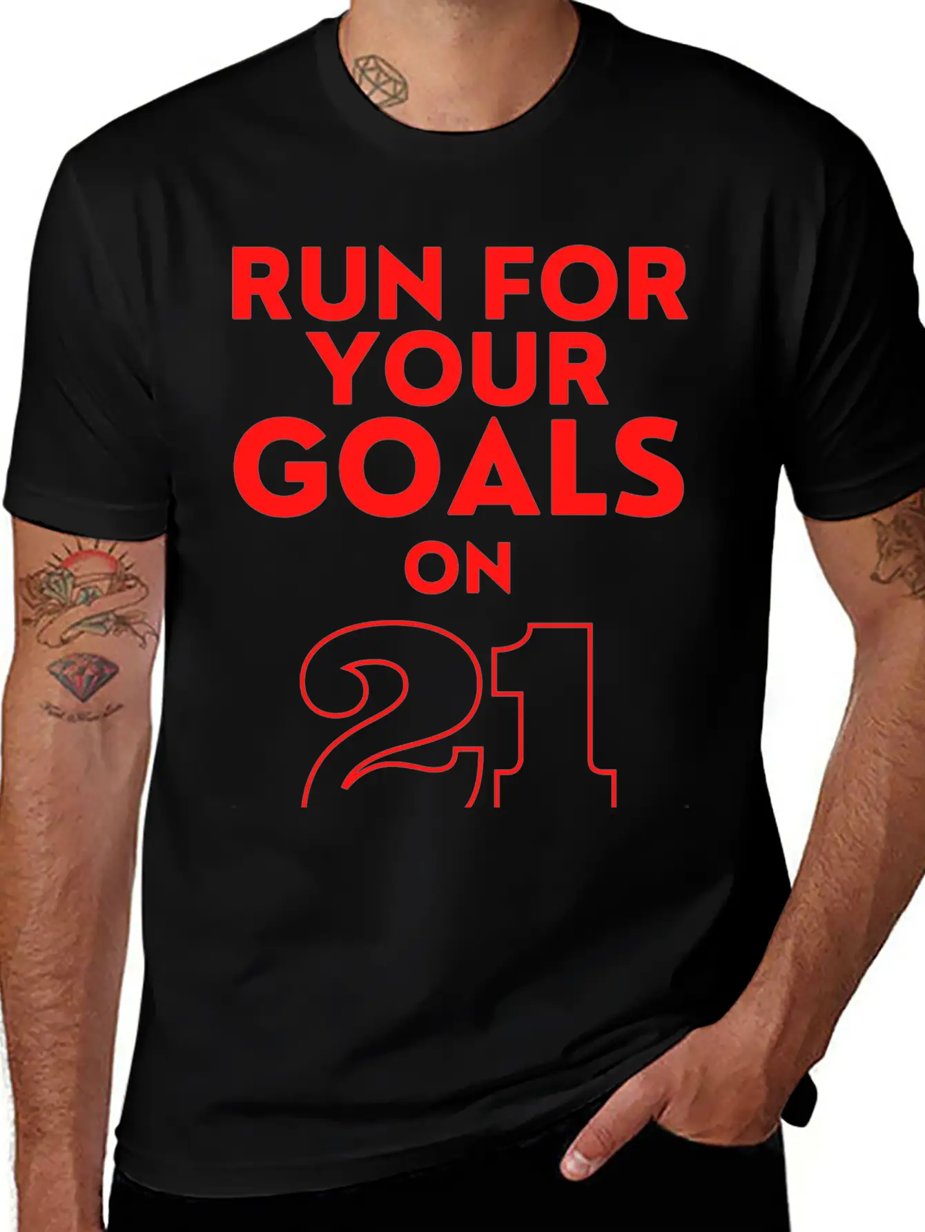 Run For Your Goals Motivational Quote Gift Stylish Everyday T-Shirt – Unisex Basic Cotton Tee