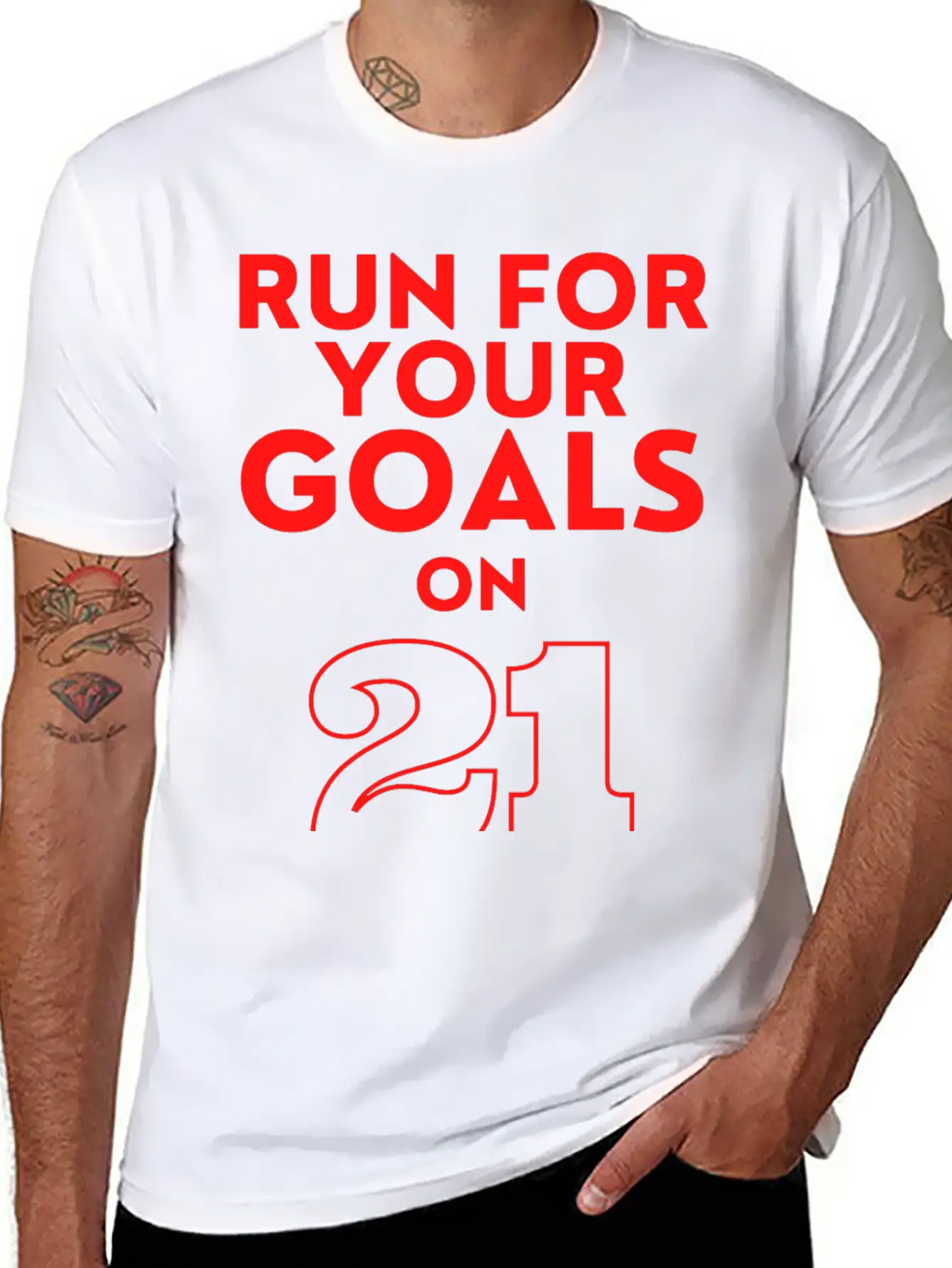 Run For Your Goals Motivational Quote Gift Stylish Everyday T-Shirt – Unisex Basic Cotton Tee