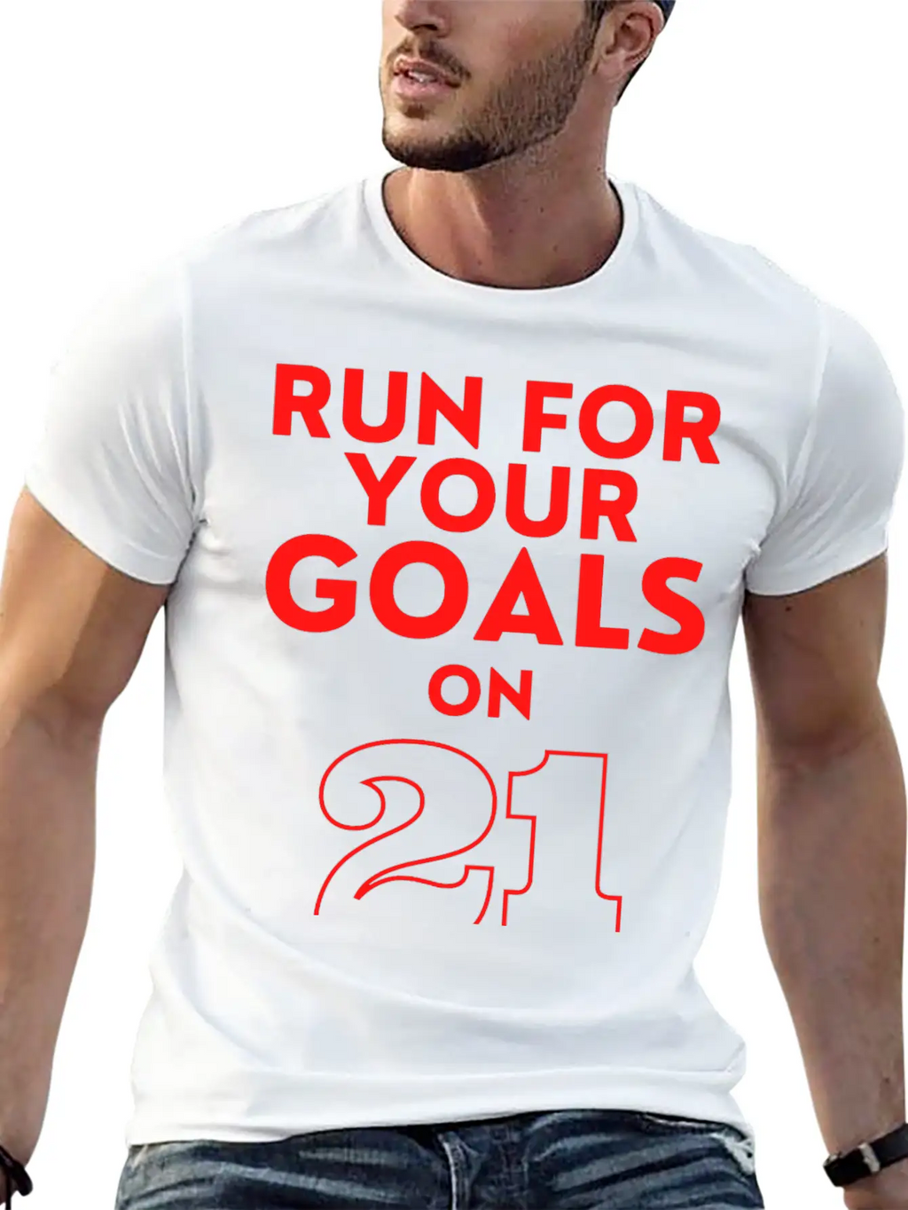 Run For Your Goals Motivational Quote Gift Stylish Everyday T-Shirt – Unisex Basic Cotton Tee