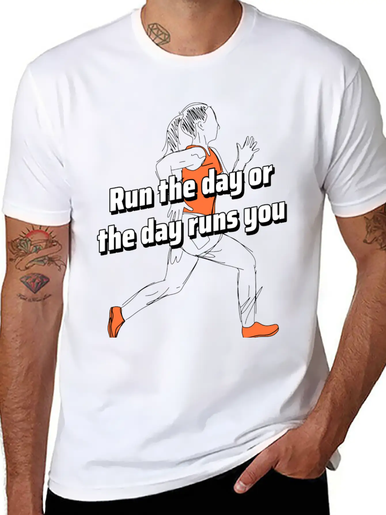 Run The Day Or The Day Runs You Running Woman Classic Cotton Tee – Unisex Comfort For Any Season