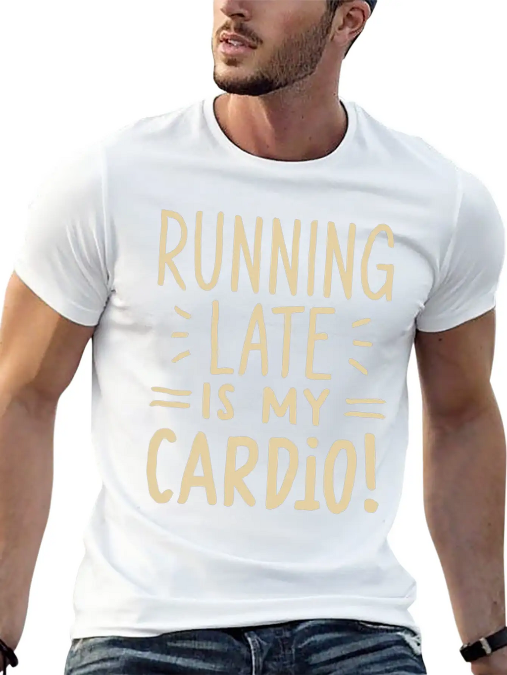Running Late Is My Cardio Saying Quote Timeless Short Sleeve Tee – Comfy And Minimalist Design
