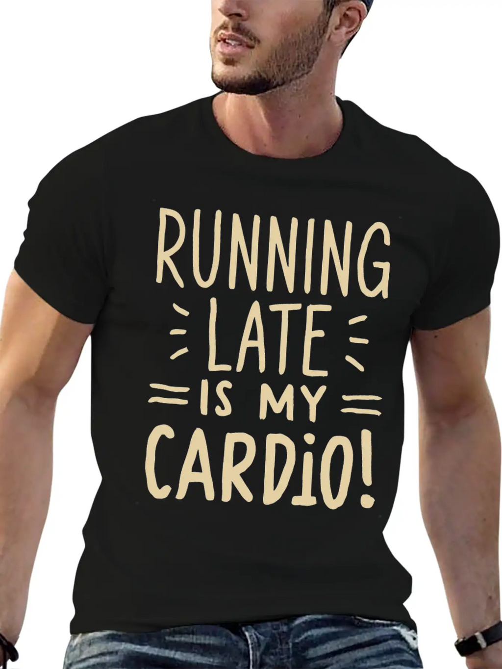 Running Late Is My Cardio Saying Quote Timeless Short Sleeve Tee – Comfy And Minimalist Design