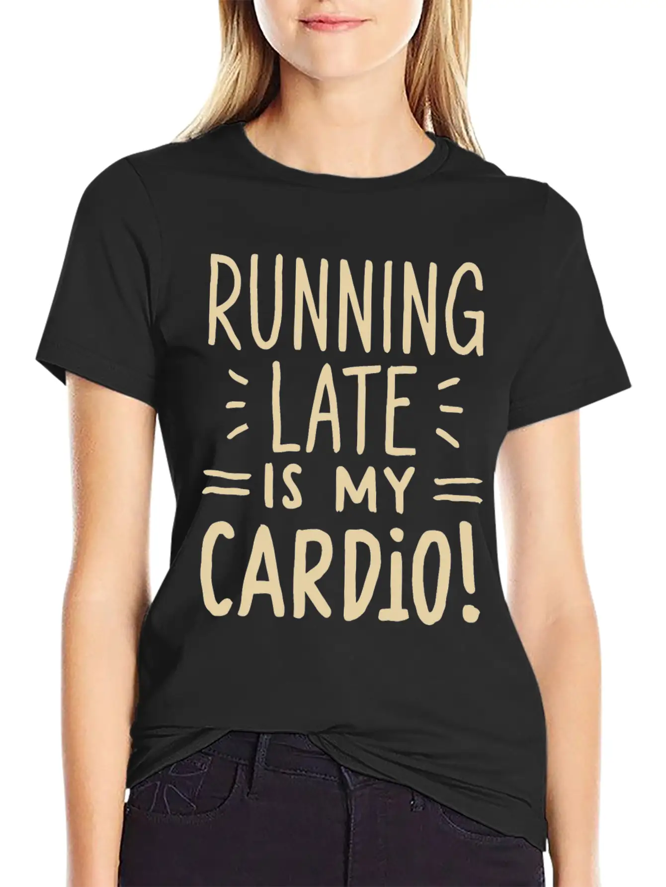 Running Late Is My Cardio Saying Quote Timeless Short Sleeve Tee – Comfy And Minimalist Design