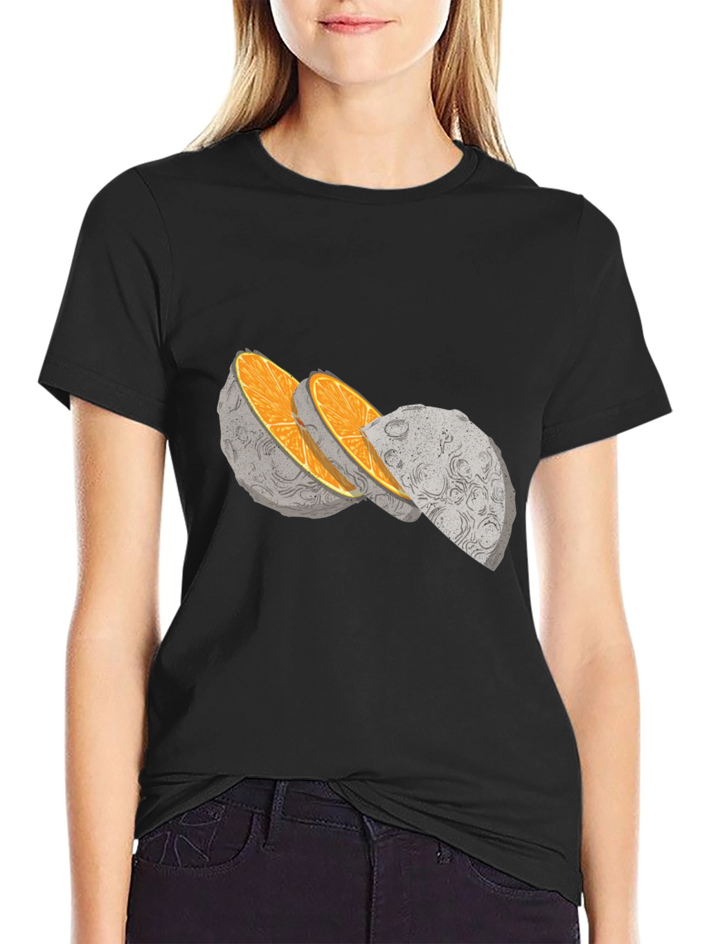 Moon Slice Graphic Tee - Unique Celestial Design