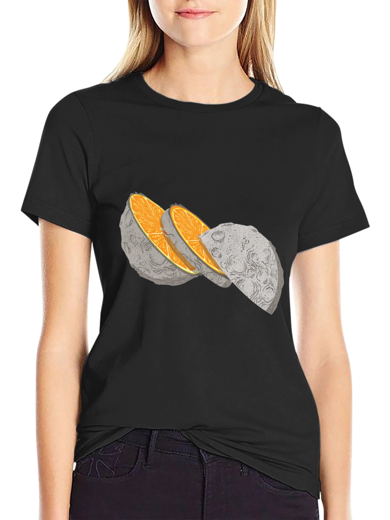 Moon Slice Graphic Tee - Unique Celestial Design