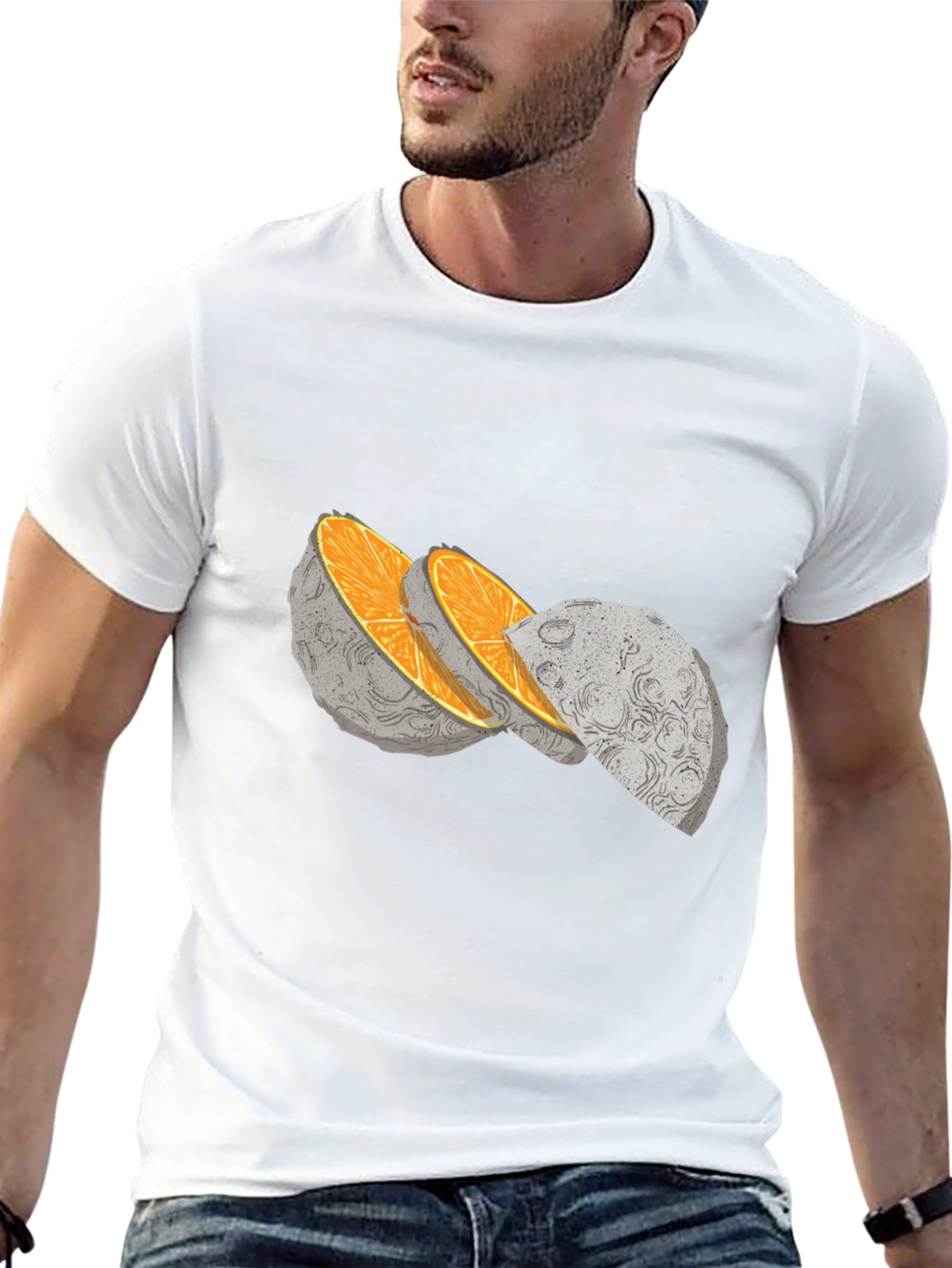 Moon Slice Graphic Tee - Unique Celestial Design