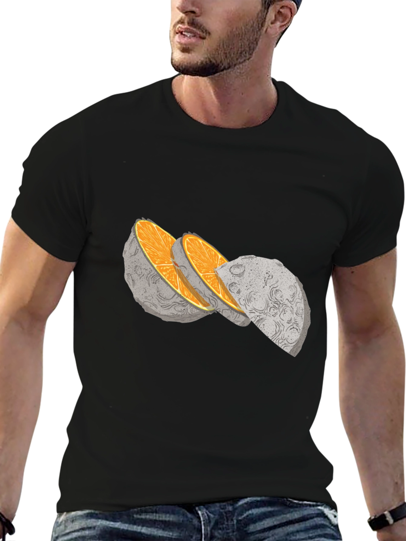 Moon Slice Graphic Tee - Unique Celestial Design