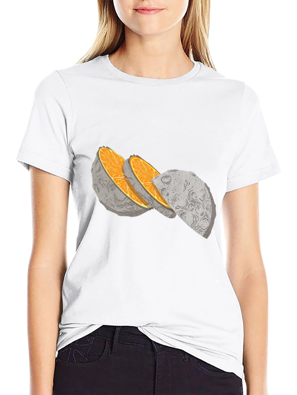Moon Slice Graphic Tee - Unique Celestial Design